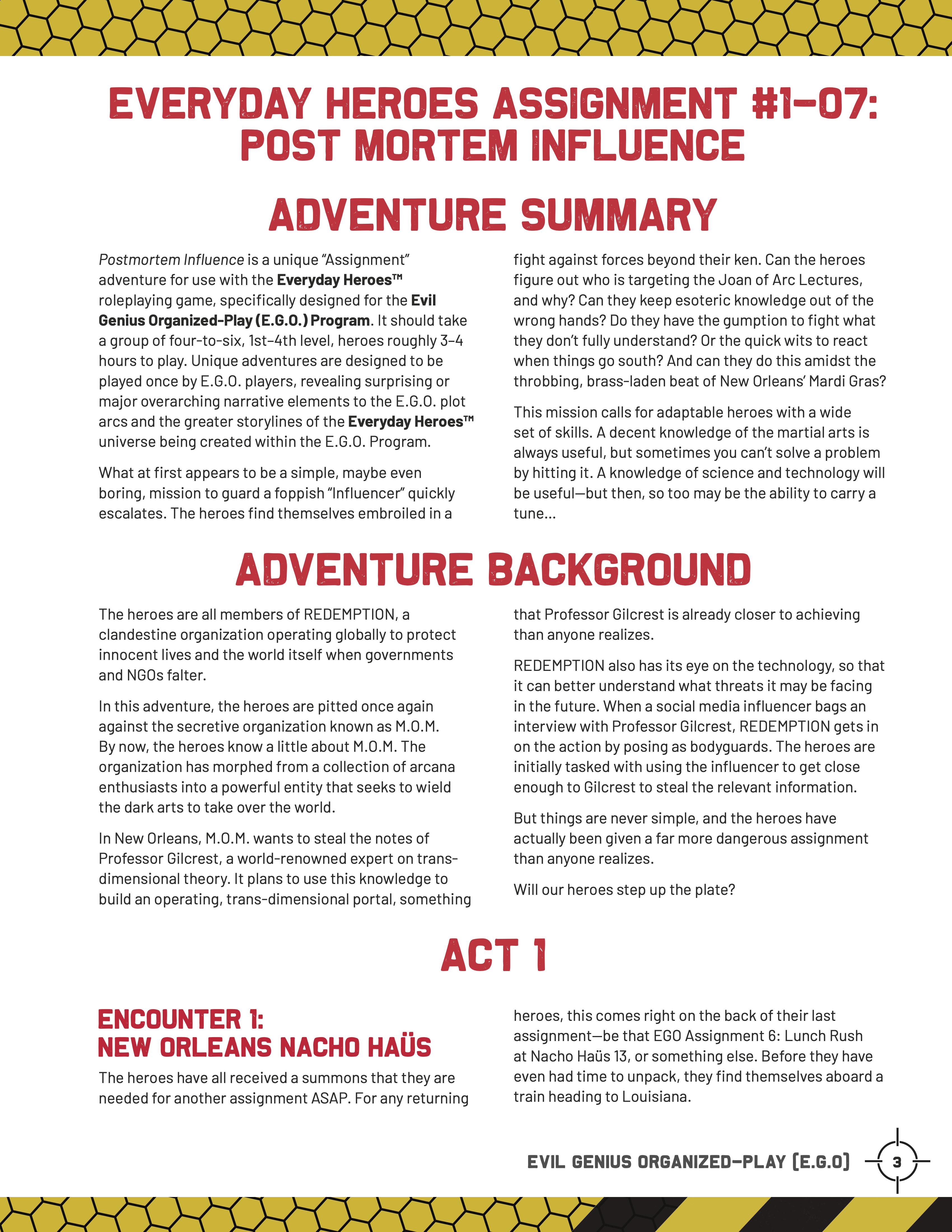 REDEMPTION Assignment 07: Post Mortem Influence (E.G.O)